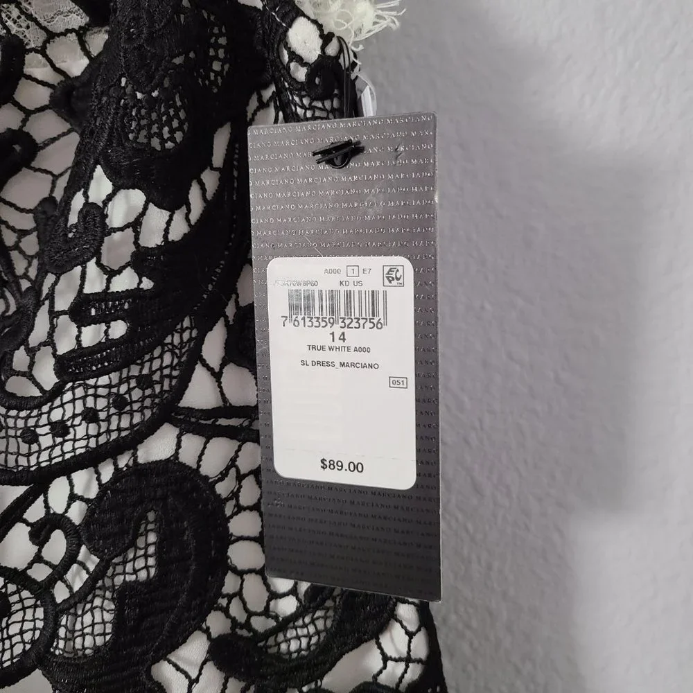 Marciano Guess girls black & white laced sleeveless formal dress size 14 NWT